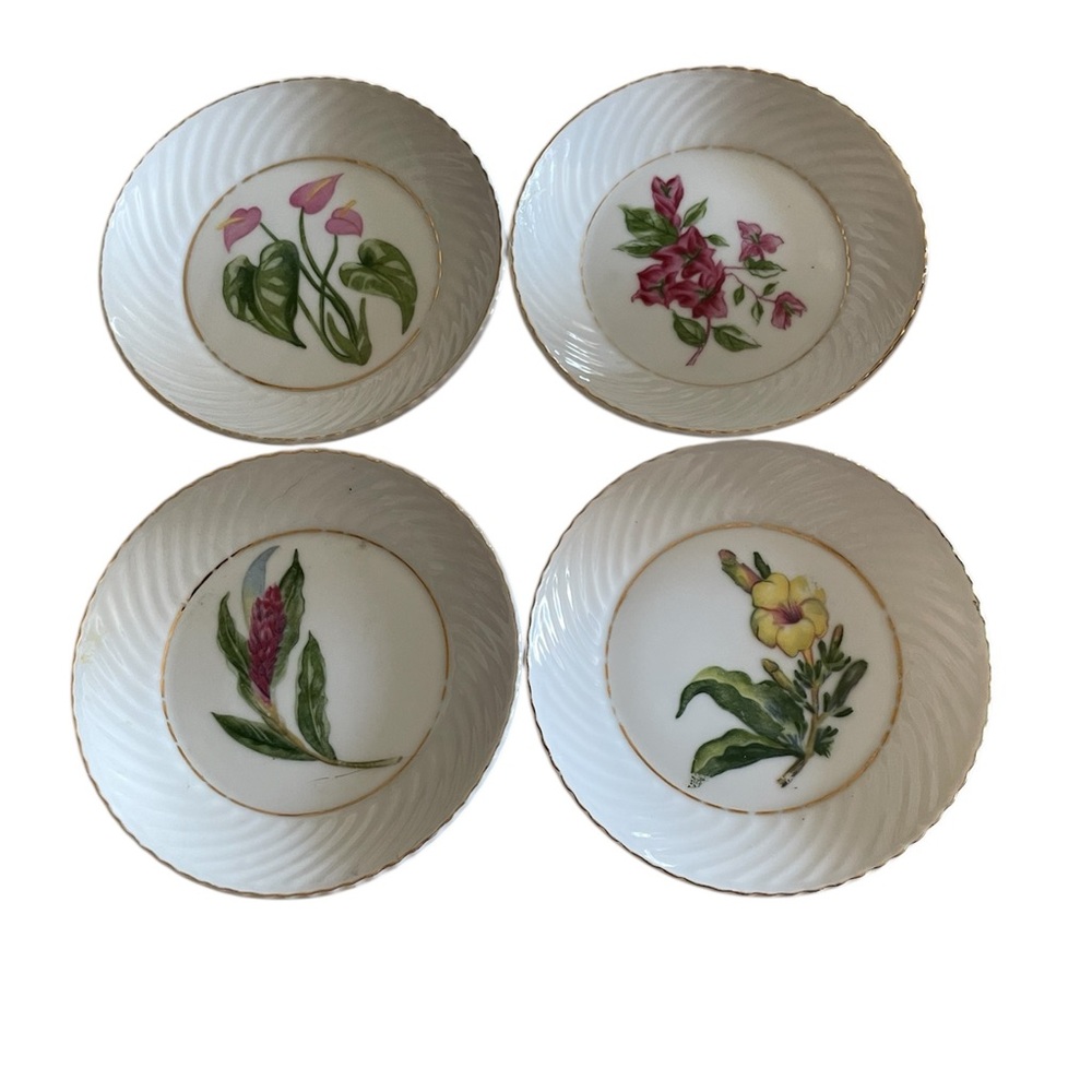 Vintage White Porcelain Panama’ Floral Accent Plates - Set of 4.